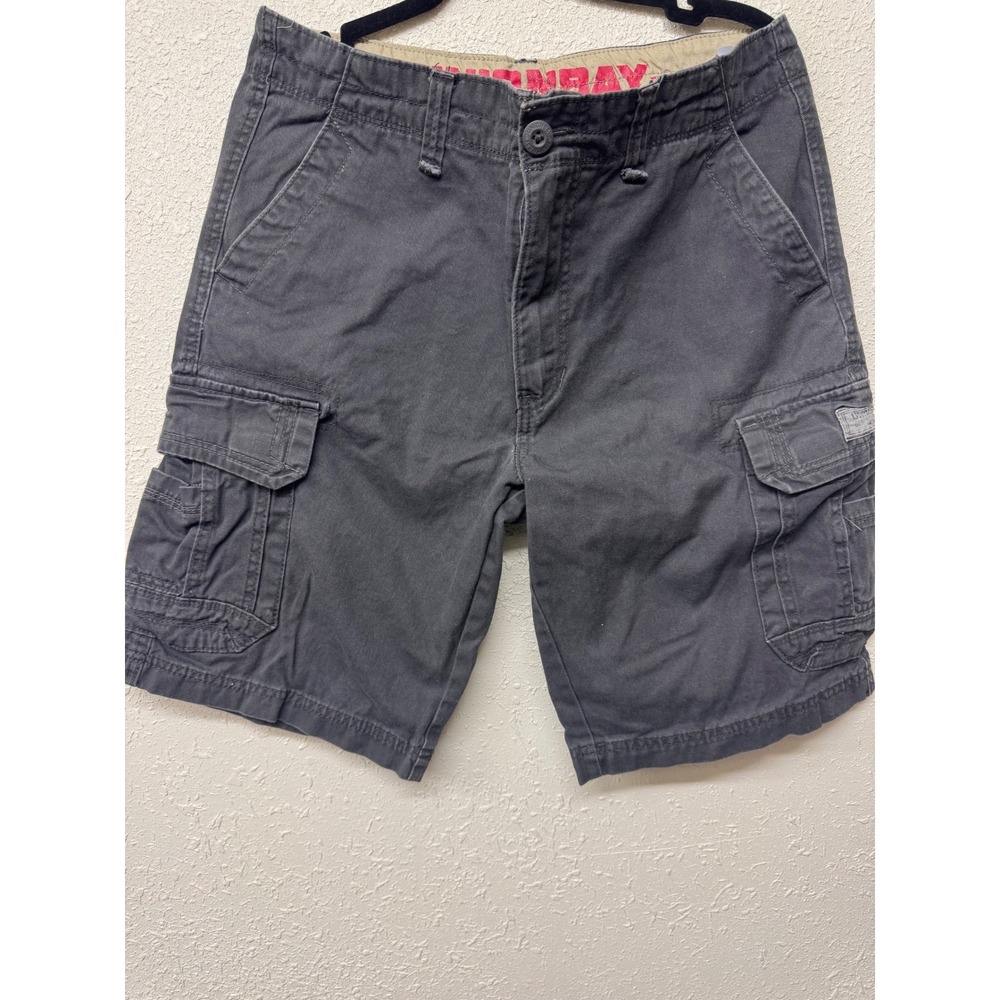 UNIONBAY Survivor Mens 32 Black Cargo Shorts Y186F3D Utility 100% Cotton Y2K